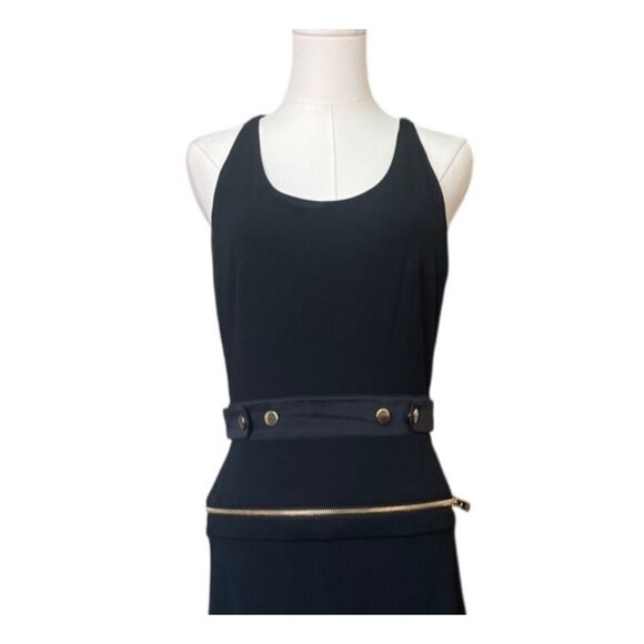 Alexandre Vauthier Black Dress 40 Asymmetric Gold Buckle Avant Garde Statement - Picture 2 of 10